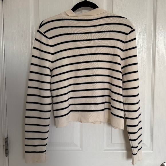 Sezane Betty Cardigan Ecru / Marine. - Size S - Picture 4 of 5
